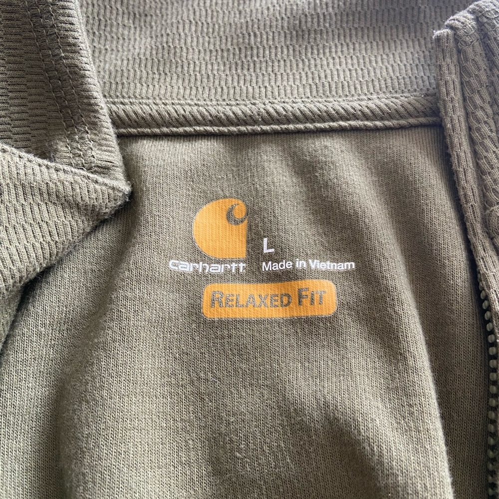 Carhartt Mens Sage Green Quarter-Zip Sweatshirt Size Large - Picture 2 of 5